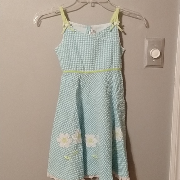 girls green gingham dress